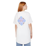 Urban Long Body Tee with Skull Design - Unisex Streetwear Shirt, Casual Everyday Wear, Gift for Holidays, Trendy Graphic Tee