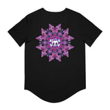 Men's Artistic Curved Hem Tee, Unique Graphic T-Shirt for Casual Outings, Summer Events, Layering Style, Birthday Gift, Trendy Fashion