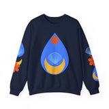 Crewneck Sweatshirt — Nautical Moon & Shell Graphic Pullover