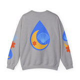 Crewneck Sweatshirt — Nautical Moon & Shell Graphic Pullover