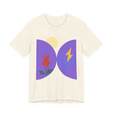 Global Bloom Graphic Tee — Sustainable Earth & Sunrise Design