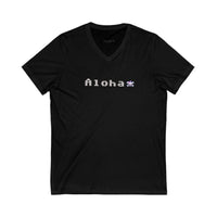 Aloha & Mahalo Unisex V-Neck Tee - Friendly Graphic Tee for Summer Vibes