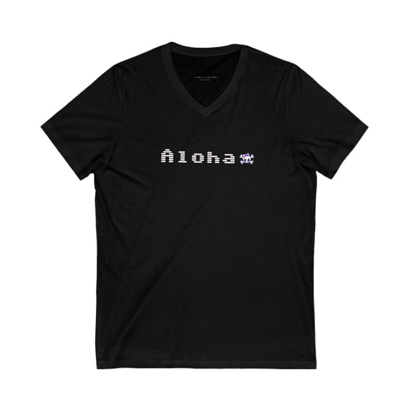 Aloha & Mahalo Unisex V-Neck Tee - Friendly Graphic Tee for Summer Vibes