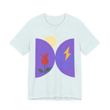 Global Bloom Graphic Tee — Sustainable Earth & Sunrise Design