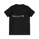 Aloha & Mahalo Unisex V-Neck Tee - Friendly Graphic Tee for Summer Vibes