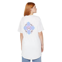 Urban Long Body Tee with Skull Design - Unisex Streetwear Shirt, Casual Everyday Wear, Gift for Holidays, Trendy Graphic Tee