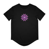 Men's Artistic Curved Hem Tee, Unique Graphic T-Shirt for Casual Outings, Summer Events, Layering Style, Birthday Gift, Trendy Fashion